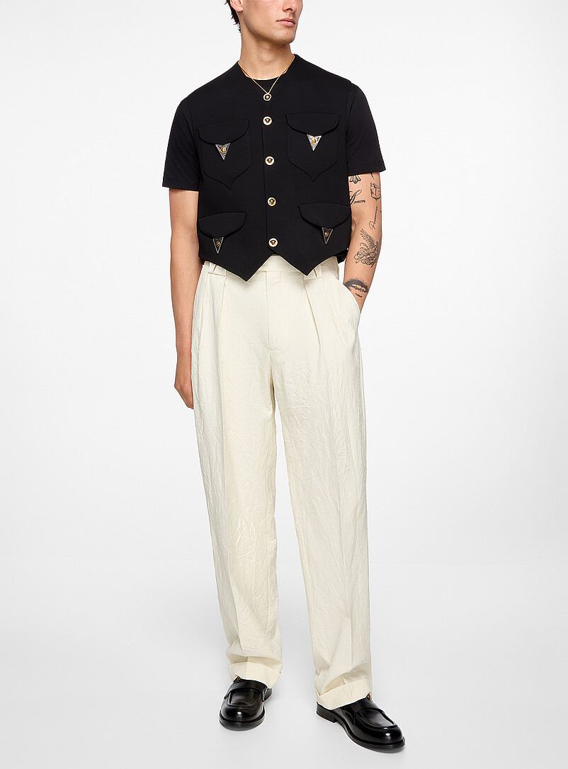 Wrinkled virgin wool cuffed pant product image (primary)