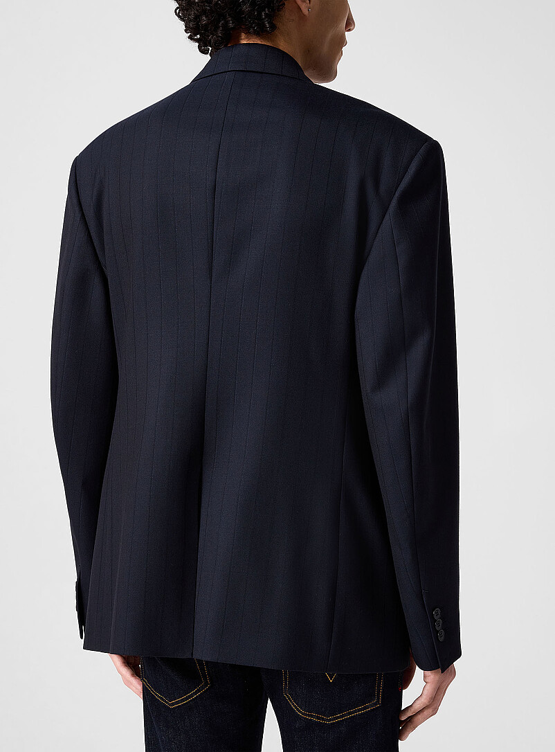 Grooved stripes double-breasted blazer with pin product image 3