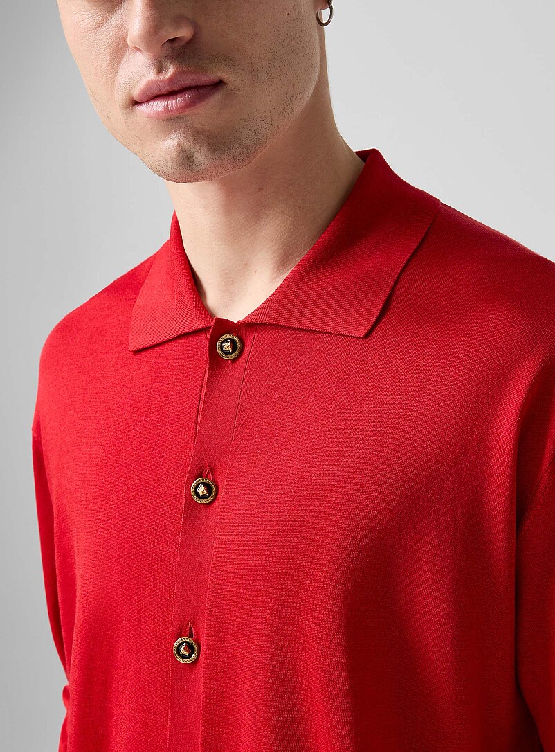 Golden buttons polo-collar cardigan product image 2