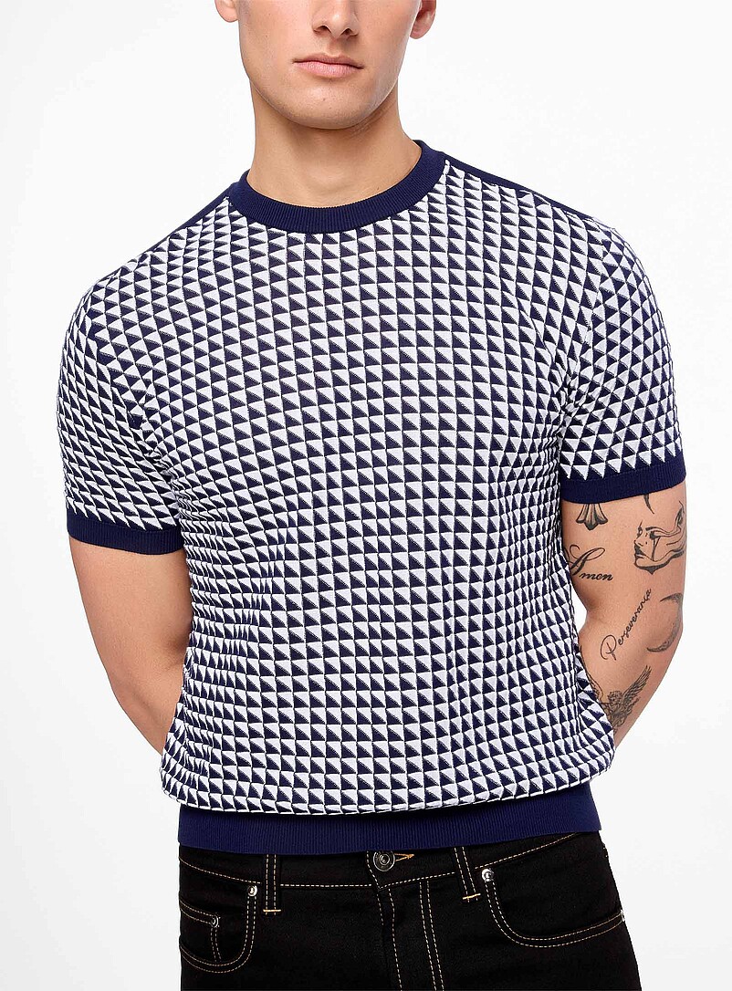 Triangular jacquard short-sleeve sweater product image (primary)