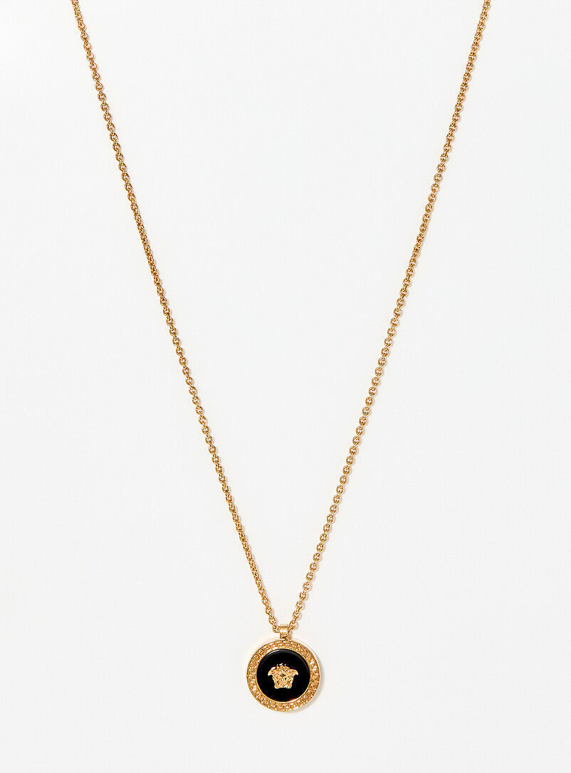 Medusa black and gold medallion necklace product image (primary)