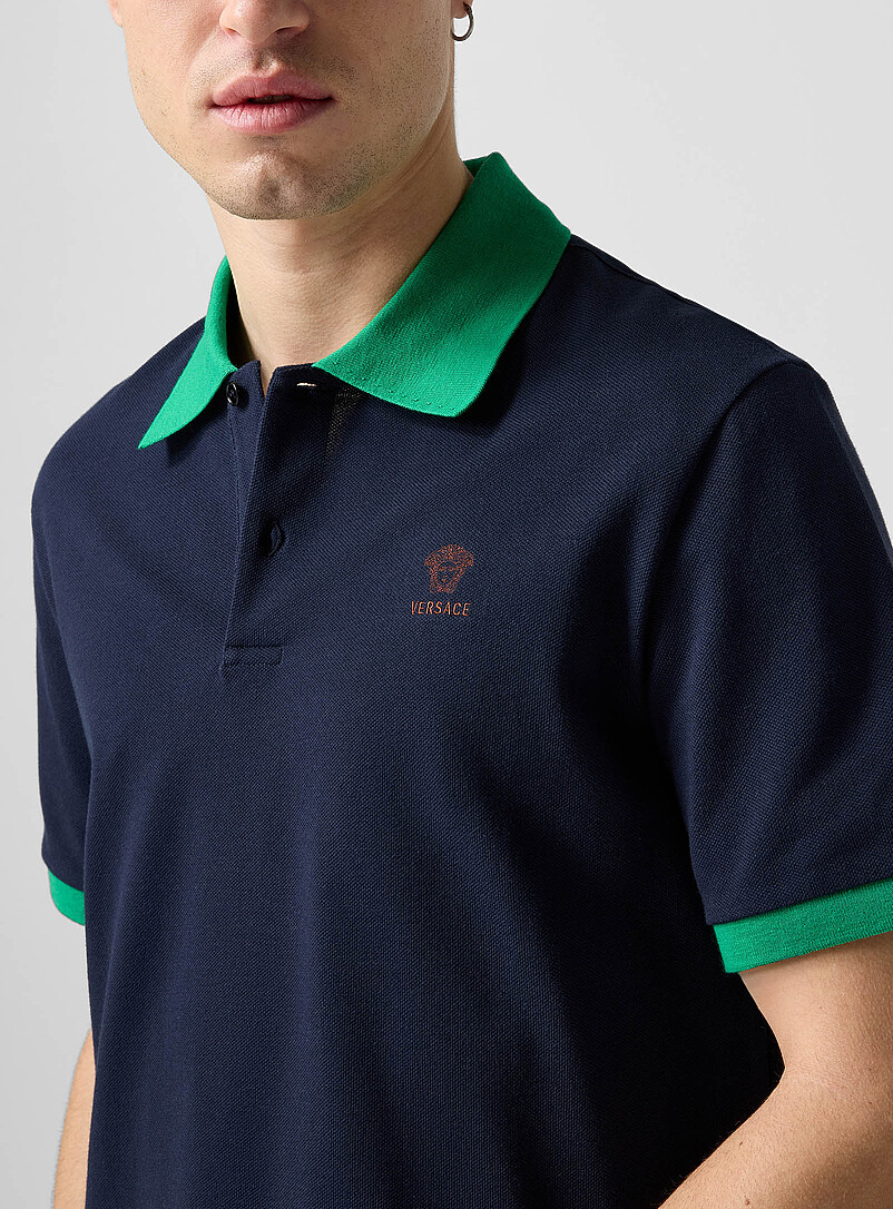 Contrasting collar piqué polo shirt product image 2