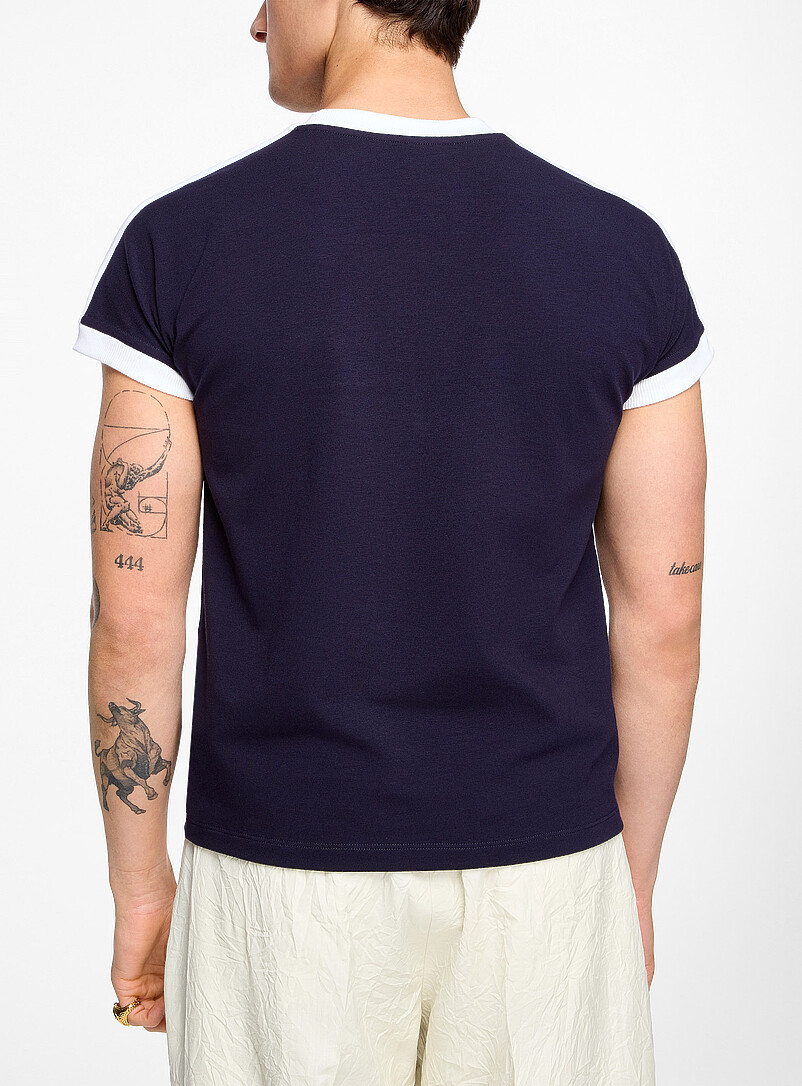 Embroidered logo contrasting trim T-shirt product image 3
