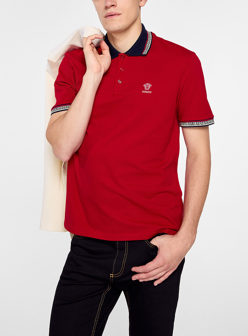 Greca trim piqué polo shirt product image 3