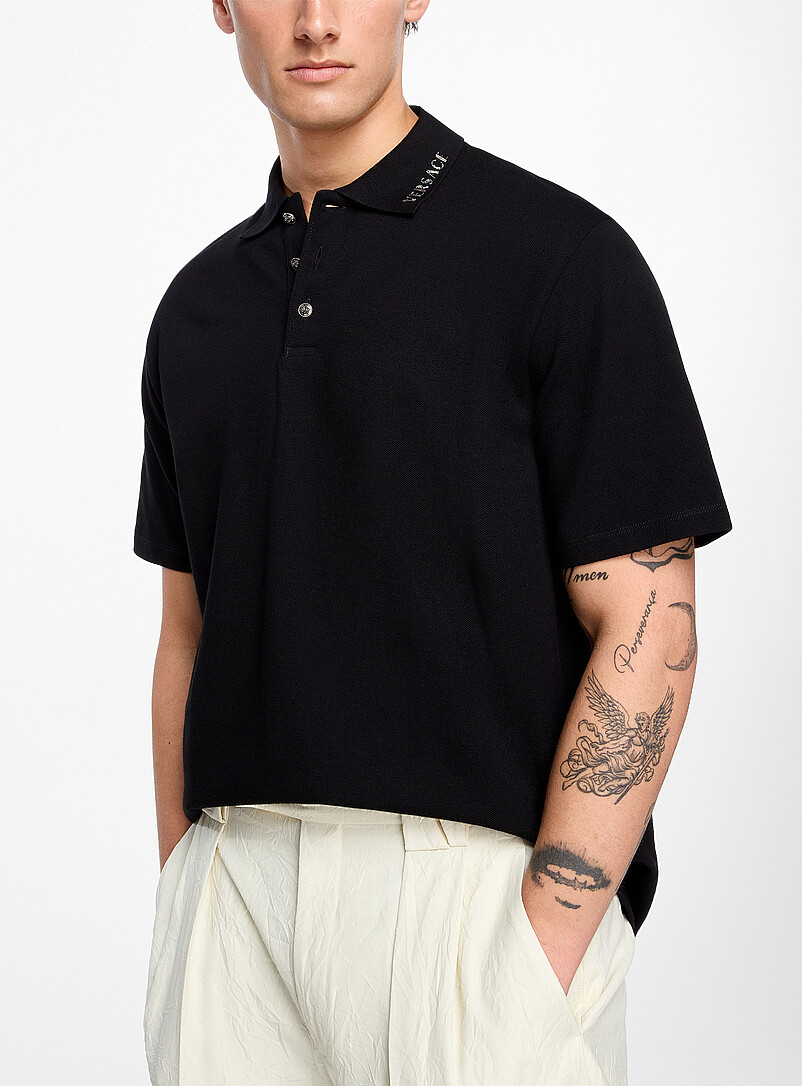 Beaded signature collar polo shirt product image (primary)