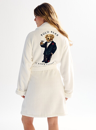 Teddy bear back thick terry bathrobe