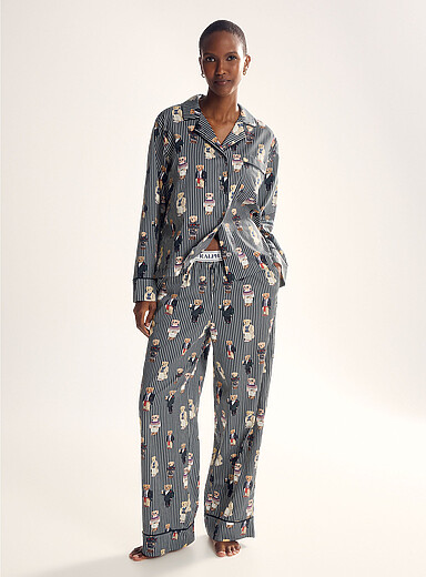 Teddy bears striped poplin pyjama set