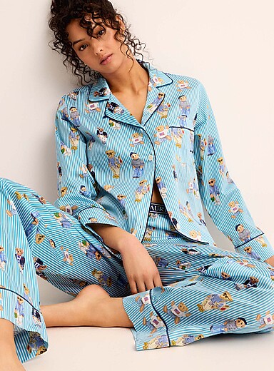 Teddy bears striped poplin pyjama set