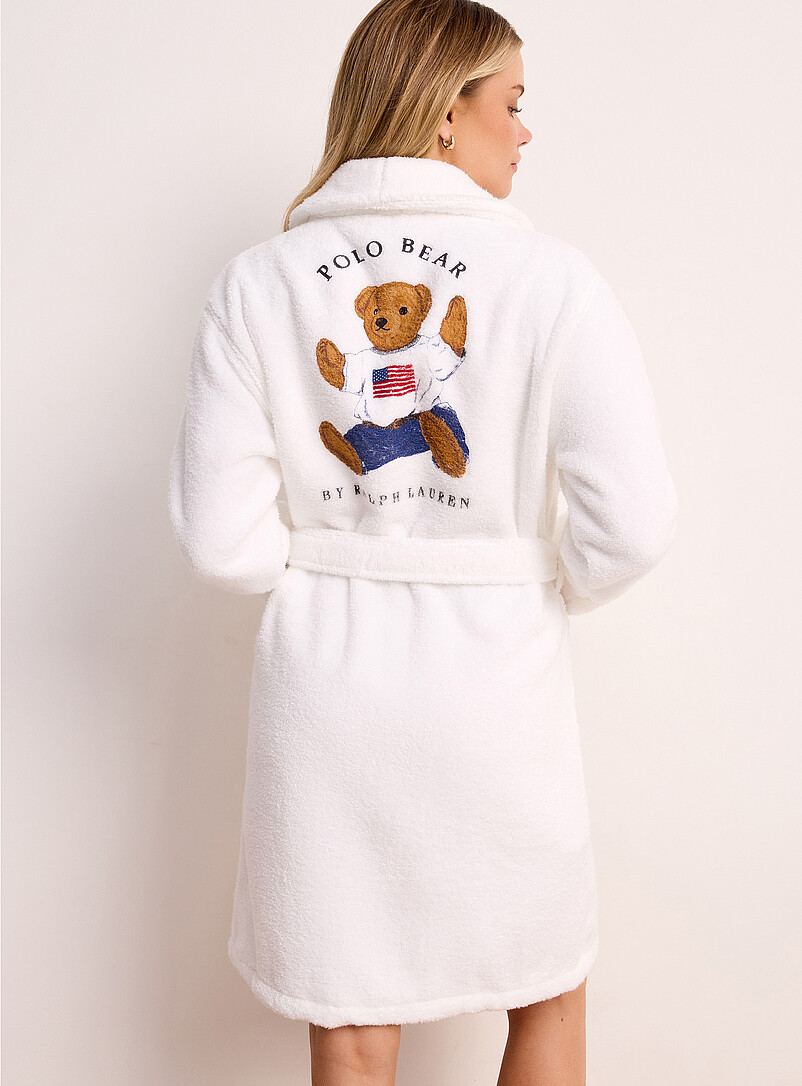 Teddy bear print terry bathrobe product image (primary)