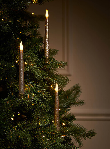 Golden sequined LED tree candles Set of 10 <b>Christmas Collection</b>