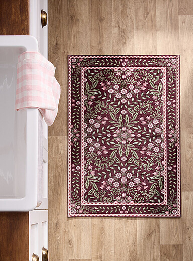 Simons Maison: Le tapis style persan &eacute;l&eacute;gante floraison 60 x 90 cm Pourpre &agrave; motifs