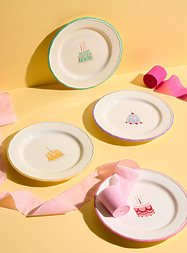 Small birthday cake plates Set of 4