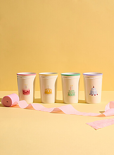 Birthday cake cups Set of 4
