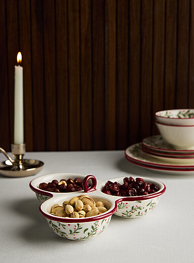 Le plat de service compartiment&eacute; branches de gui <b>Collection de No&euml;l</b>