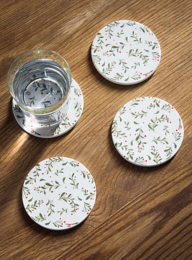 Mistletoe ceramic coasters Set of 4 <b>Christmas Collection</b>