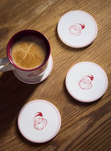 Les sous-verres c&eacute;ramique p&egrave;re No&euml;l retro Ensemble de 4 <b>Collection de No&euml;l</b>
