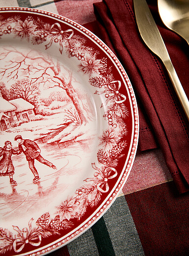 L'assiette c&eacute;ramique patineurs d'antan <b>Collection de No&euml;l</b>