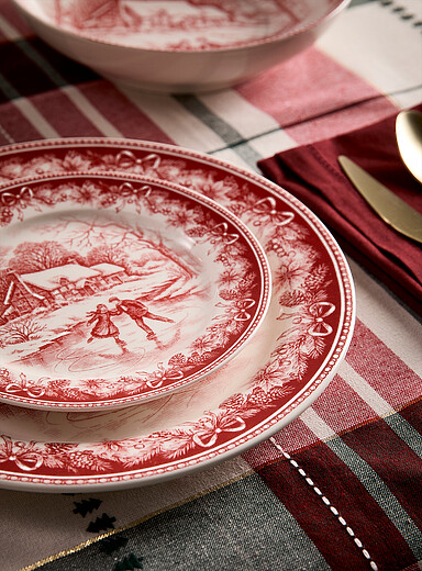 La petite assiette c&eacute;ramique patineurs d'antan <b>Collection de No&euml;l</b>