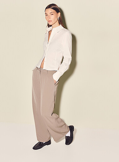 FIVE STUDIOS Light Brown Wrinkle-resistant dress pant <b>Fit: Wide leg, regular waist</b> for women