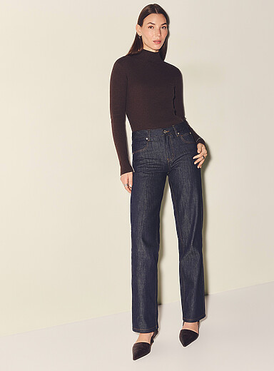 FIVE STUDIOS: Le jean denim pur coton <b>Coupe : jambe droite, taille r&eacute;guli&egrave;re</b> Bleu pour femme