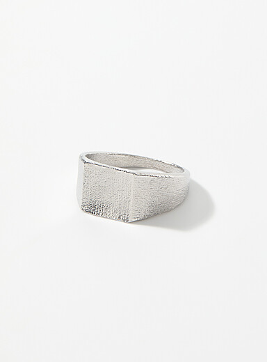 FIVE STUDIOS Silver Subtle texture signet ring for men