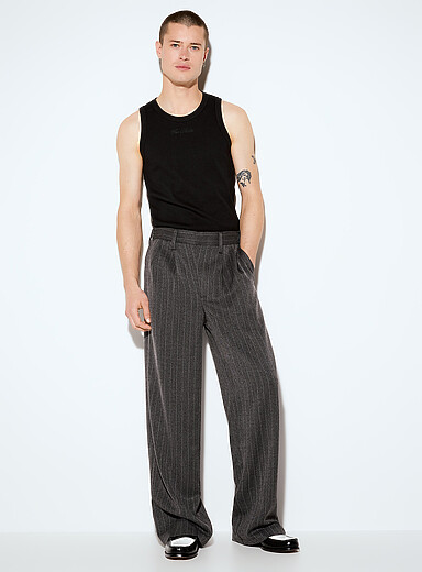 Le pantalon plis plats rayures banquier Coupe ample