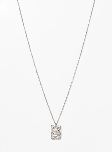 Textured rectangle pendant necklace