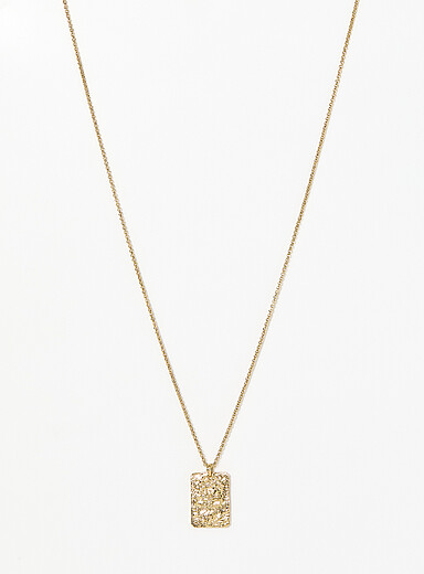 Textured rectangle pendant necklace