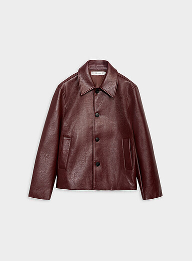 FIVE STUDIOS Red Textured faux-leather jacket for men