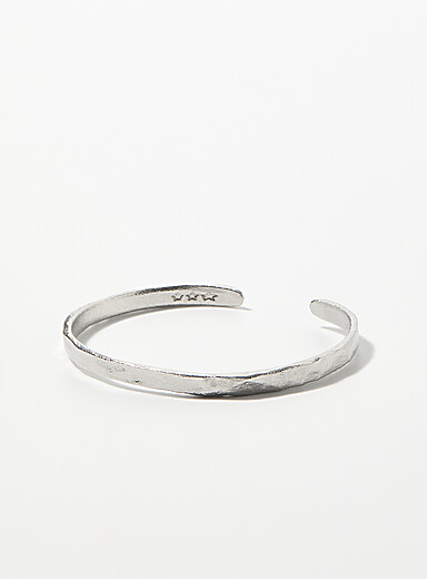 Hammered open bangle bracelet