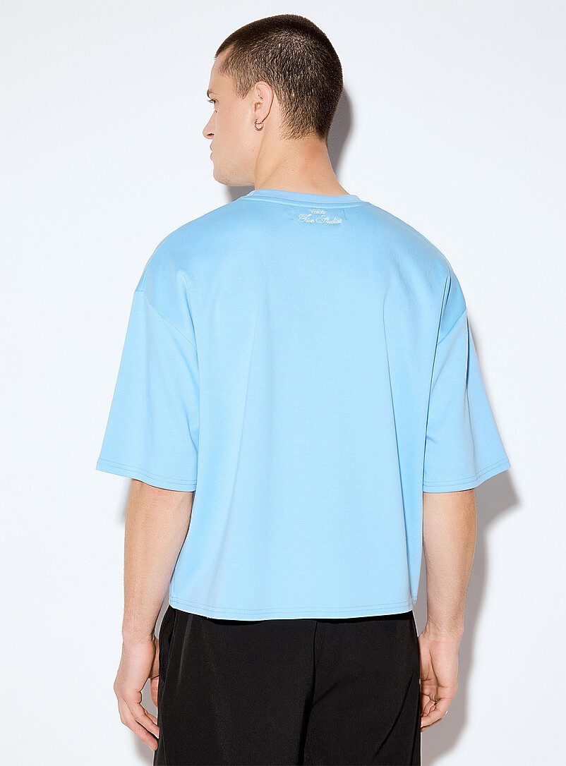 FIVE STUDIOS: Le t-shirt ample &eacute;court&eacute; coton pima Ivoire - Beige cr&egrave;me pour homme