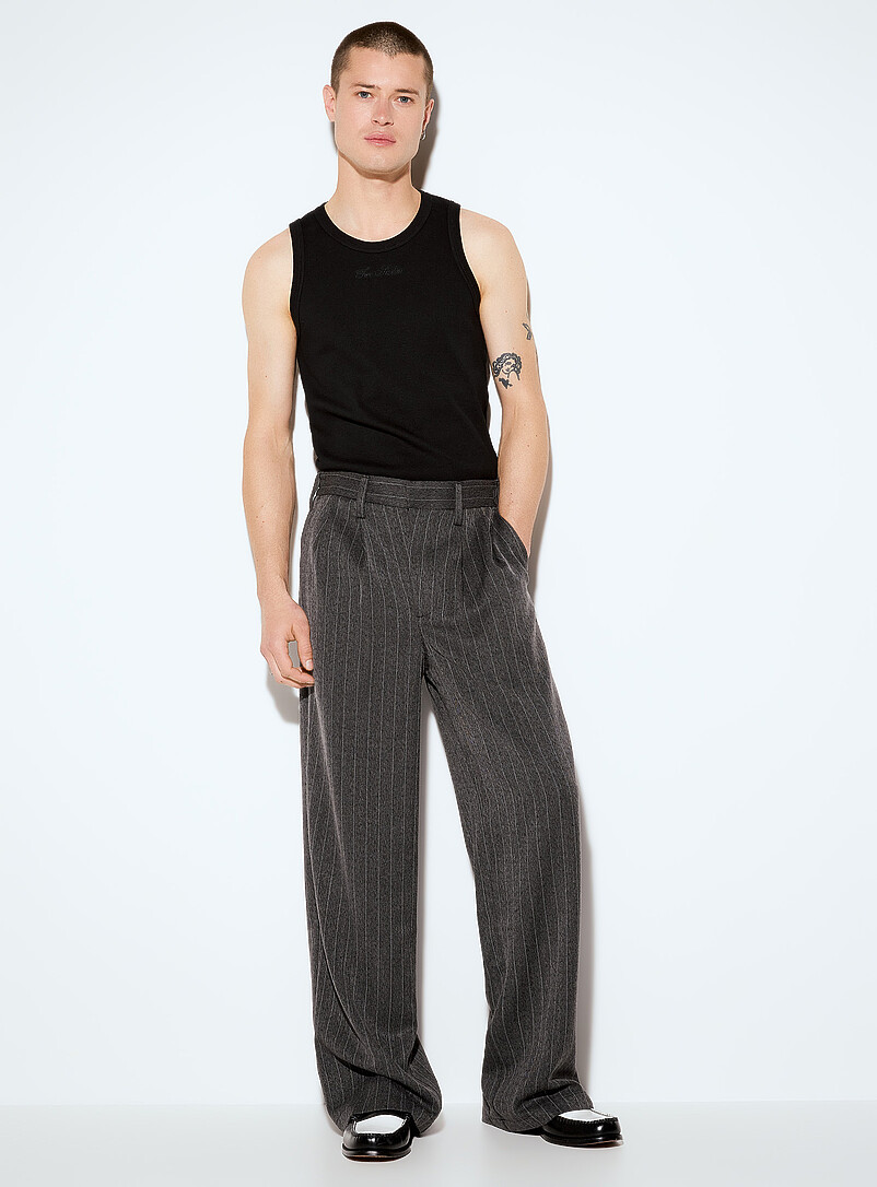 Banker-Stripe Pleated Pant Loose Fit