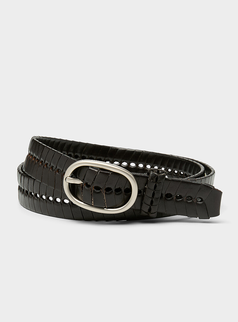 Oval buckle braided belt product image (primary)