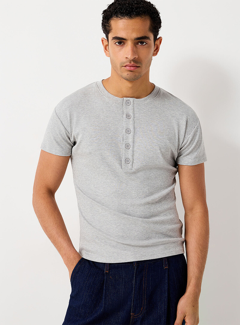 Ribbed Henley T-shirt product image (primary)