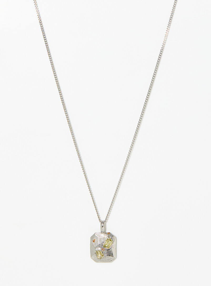 Encrusted stone pendant necklace product image (primary)