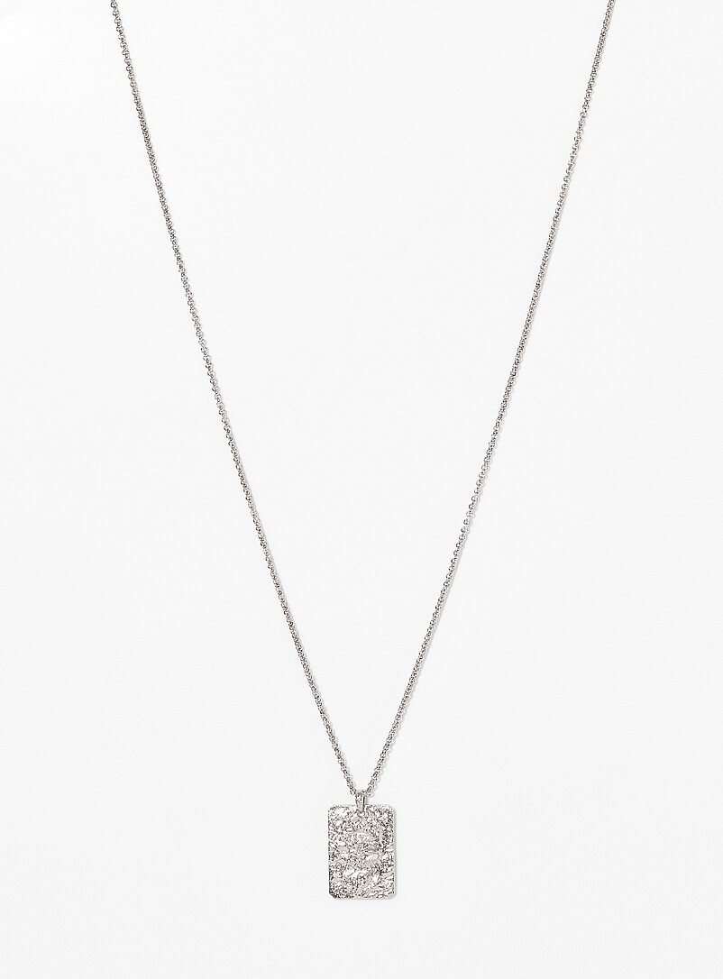 Textured Rectangle Pendant Necklace