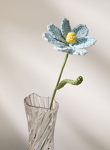 La branche crochet imitation fleur bleue