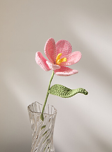 La branche crochet imitation tulipe rose