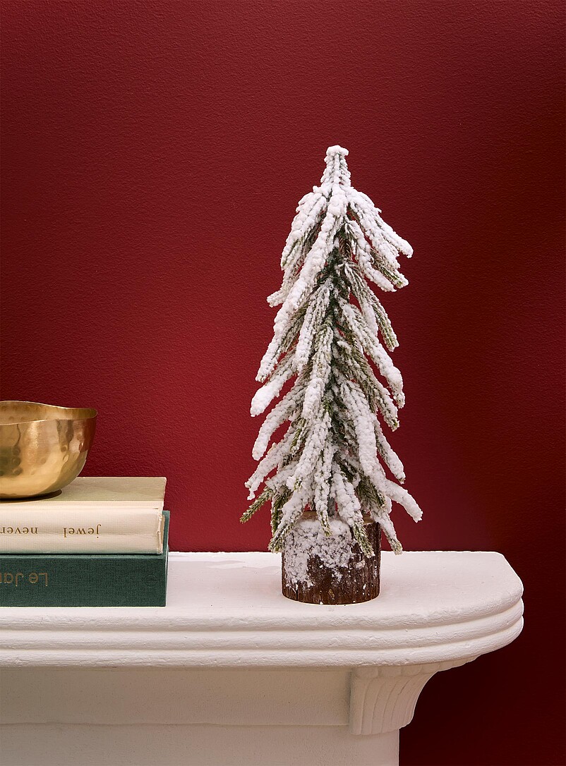 Lot De 10 Mini Sapins De Noël Artificiels 6,5 Cm - Avec Socle En Bois, Décoration De Table Pour Maison, Bureau, Fêtes (style Brosse) - 8