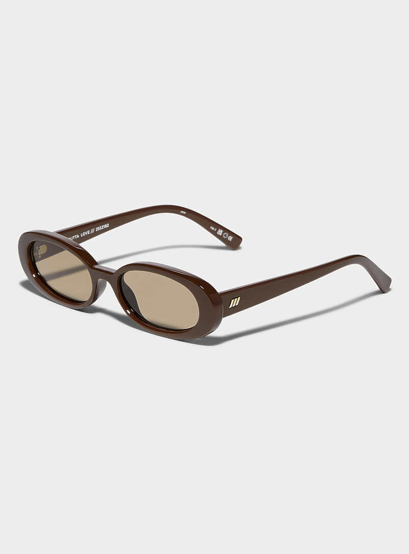 Le Specs Black Outta Love narrow oval sunglasses for women