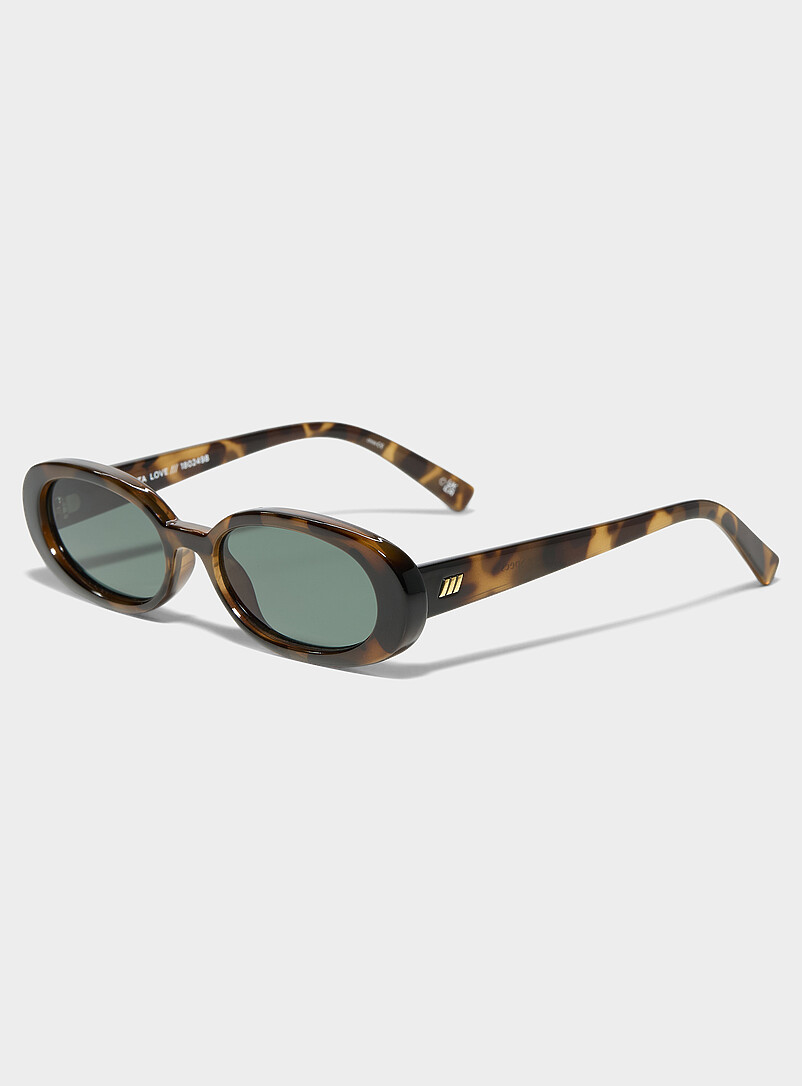 Le Specs: Les lunettes de soleil &eacute;troites ovales Outta Love Noir pour femme