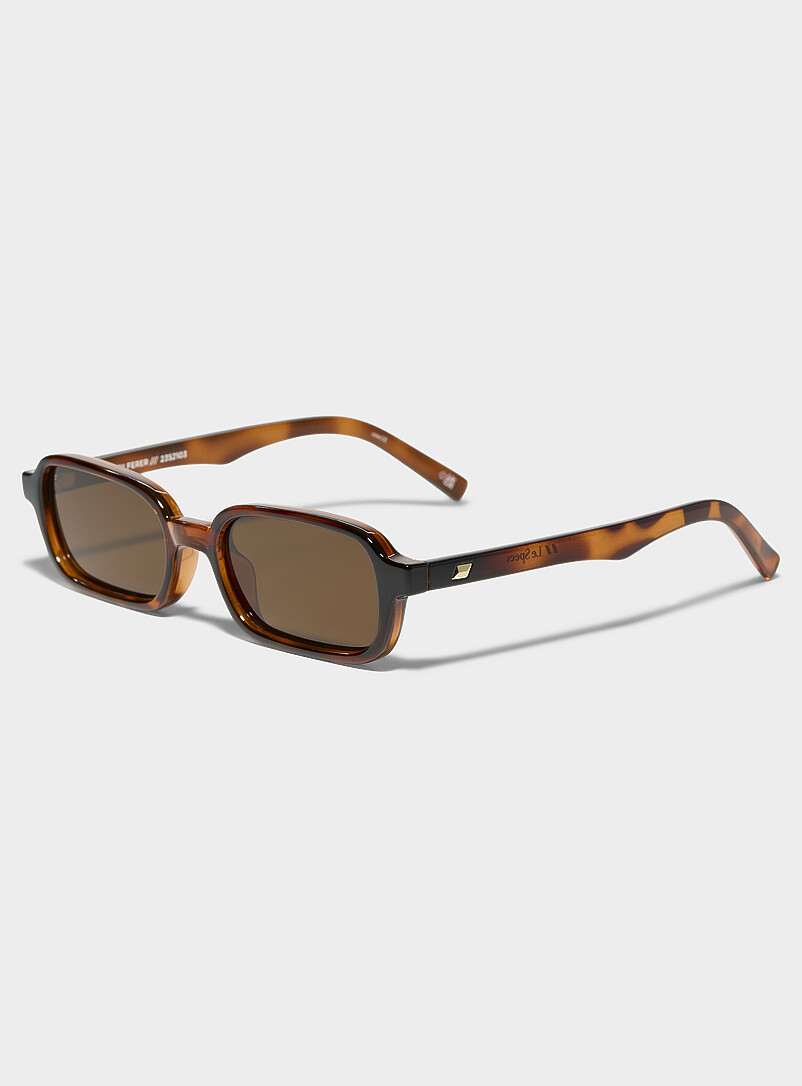 Le Specs: Les lunettes de soleil &eacute;troites rectangulaires Pilferer Taupe pour femme