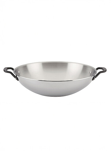 Le wok acier inoxydable poli 5 plis 38 cm