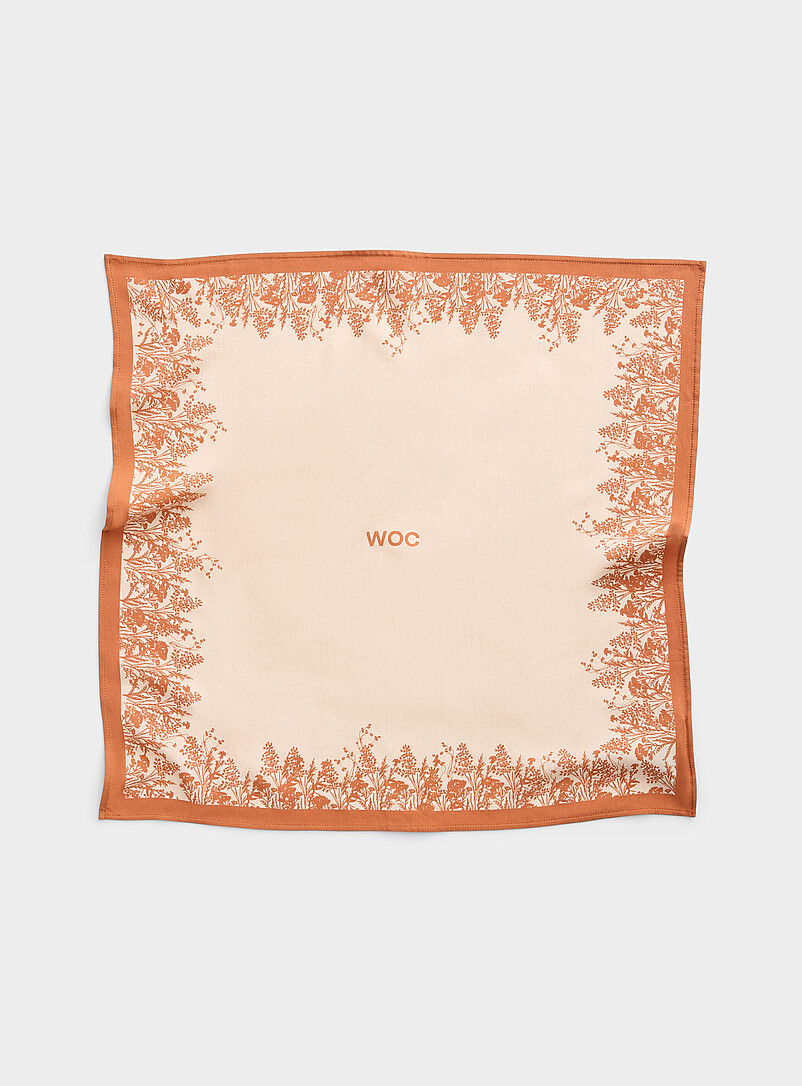 Orange Floral Trim Tie Scarf