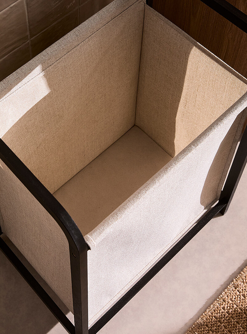 Black bamboo rectangular laundry basket product image 2