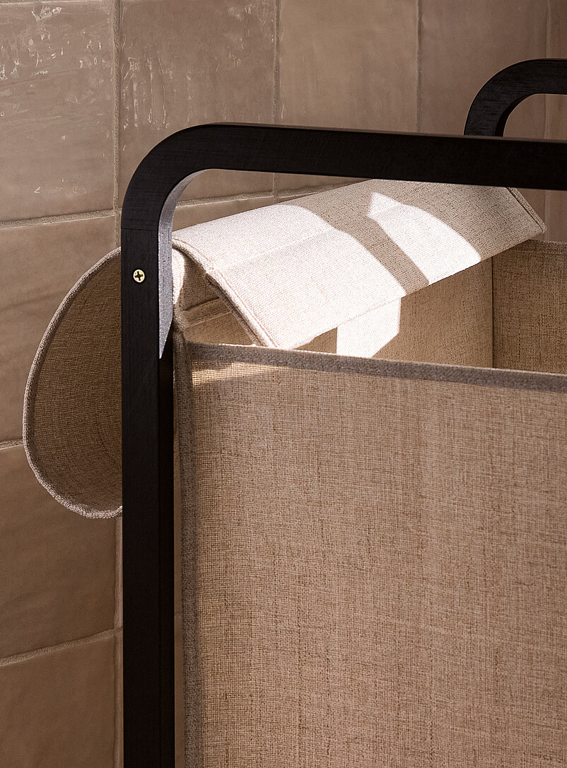 Black bamboo rectangular laundry basket product image 3