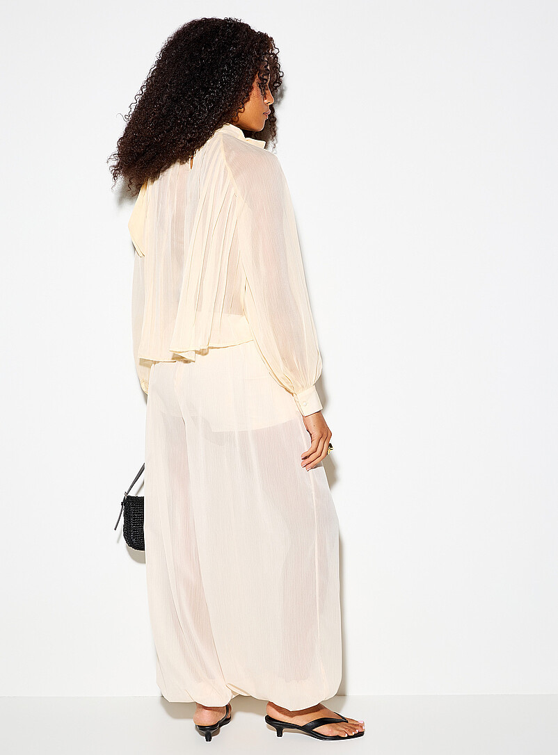 Ic&ocirc;ne Sand Elastic ankles sheer chiffon pant for women