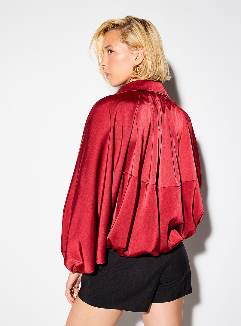 Batwing-sleeve wrinkled satin jacket product image 3