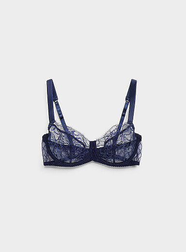 Fleur of England: La corbeille diaphane tulle brod&eacute; et dentelle Bea Bleu fonc&eacute; - Indigo pour 