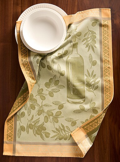 Olive branches tea towel
